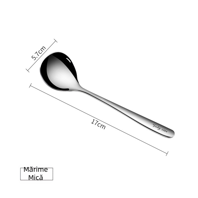 Lingură de supă din oțel inoxidabil 304, alimentară, lingură de bucătărie cu cupă adâncă, stil coreean