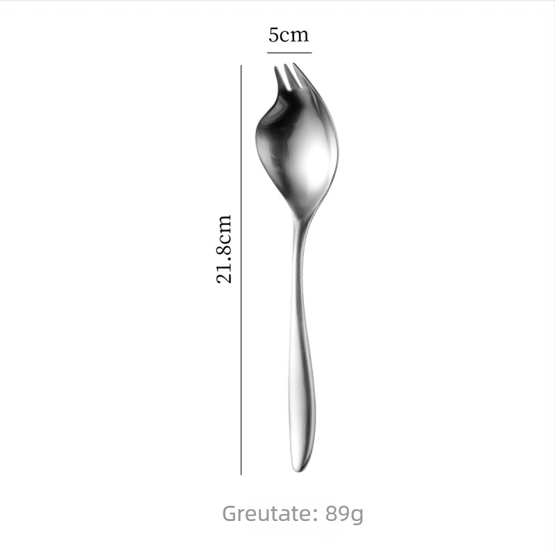 Oțel inoxidabil 316L, lingură și furculiță integrate, design forjat îngroșat pentru bucătăria occidentală, lingură pentru salată și furculiță pentru paste