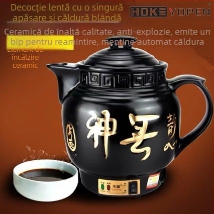 Oală ceramică de decoct pentru uz casnic, cu control prin buton, izolată, 3–4 L