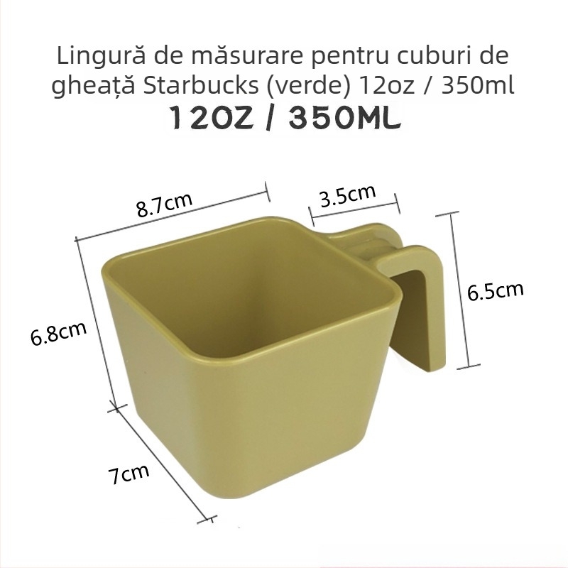 Set linguri de măsură Frappuccino – stil cafenea, lingură pătrată pentru pudră, lingură din plastic pentru gheață, lingură PC, tavă de gheață pentru coacere