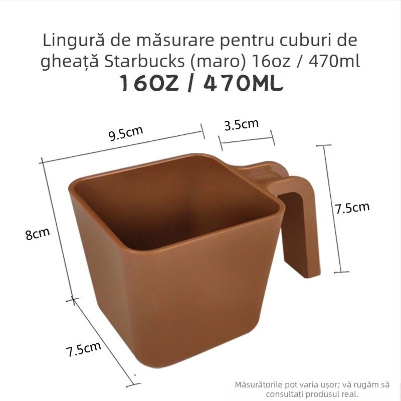 Set linguri de măsură Frappuccino – stil cafenea, lingură pătrată pentru pudră, lingură din plastic pentru gheață, lingură PC, tavă de gheață pentru coacere