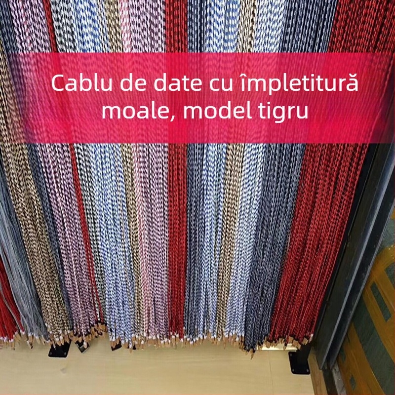 Cablu USB încărcare și date din nailon împletit, cu conectori Lightning, Micro-USB și USB-C, disponibil în 2 m sau 3 m.