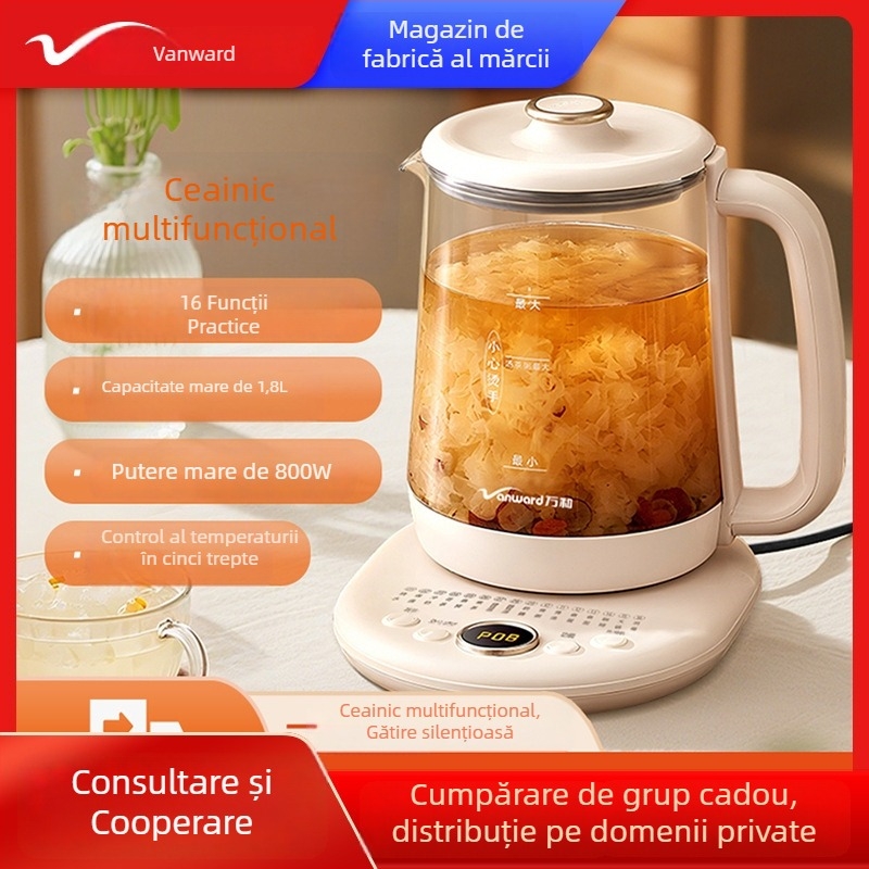 Ceainic de sănătate pentru uz casnic și birou — multifuncțional, izolat, complet automat, din sticlă, pentru infuzii și ceai de plante