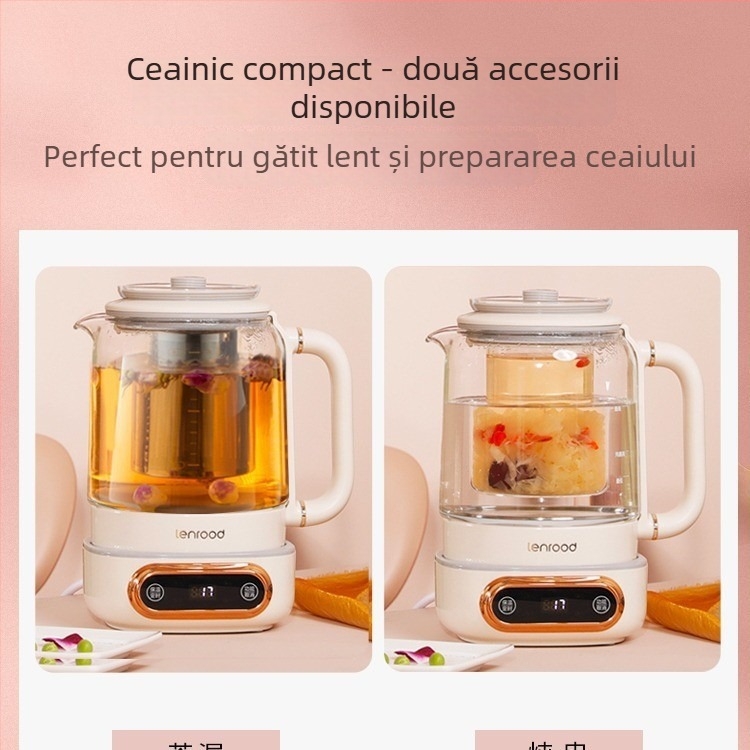 Linglu ceainic electric din sticlă 0.8 L LR021, temperatură reglabilă