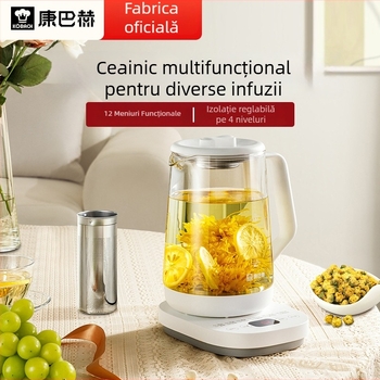Konbach oală de sănătate din sticlă pentru decocturi și ceai, termostat digital, control prin atingere, 1.5 L, 220V, model Kyy-151