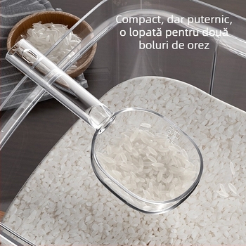 Lingură de măsurare multifuncțională pentru făină, lapte praf, făină de orez, cereale și mâncare pentru pisici; mâner din plastic lung cu clips