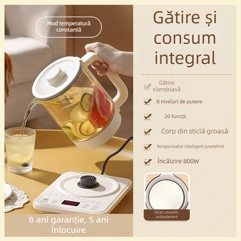 Oală automată de sănătate, 1,8 L, pentru uz casnic — sticlă borosilicat, multifuncțională pentru ceai și decocturi din plante