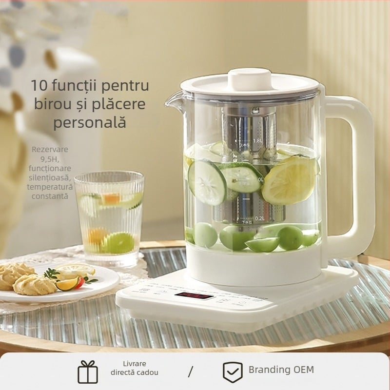 Oală automată de sănătate, 1,8 L, pentru uz casnic — sticlă borosilicat, multifuncțională pentru ceai și decocturi din plante