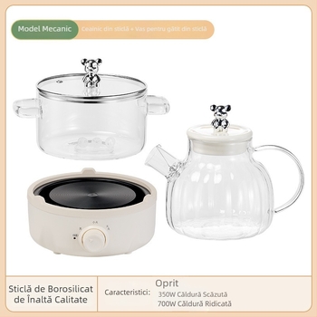 Ceainic din sticlă pentru sănătate, cu plită electrică ceramică, 1,2–1,5 L, vas multifuncțional pentru ceai și supe