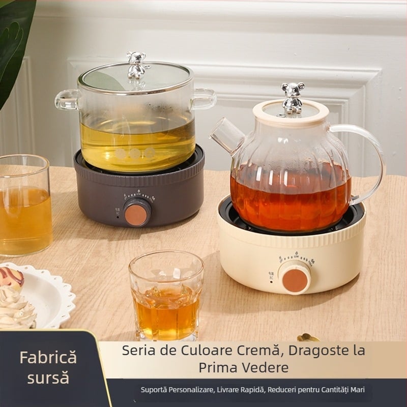 Ceainic din sticlă pentru sănătate, cu plită electrică ceramică, 1,2–1,5 L, vas multifuncțional pentru ceai și supe