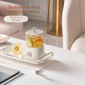 Ceainic electric din sticlă borosilicată, capacitate 1 L, bază de încălzire, control mecanic, termostat digital