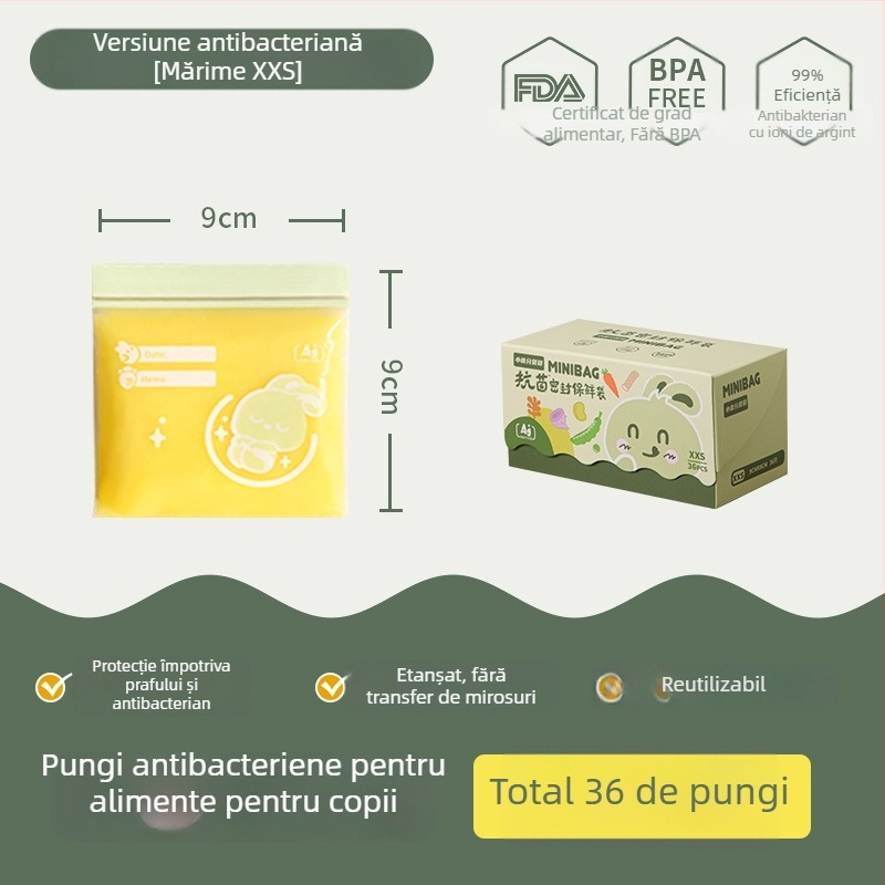 Pungi sigilate de calitate alimentară pentru gustări ale bebelușilor, depozitare porții pentru fructe, menținerea prospețimii