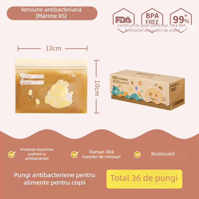 Pungi sigilate de calitate alimentară pentru gustări ale bebelușilor, depozitare porții pentru fructe, menținerea prospețimii