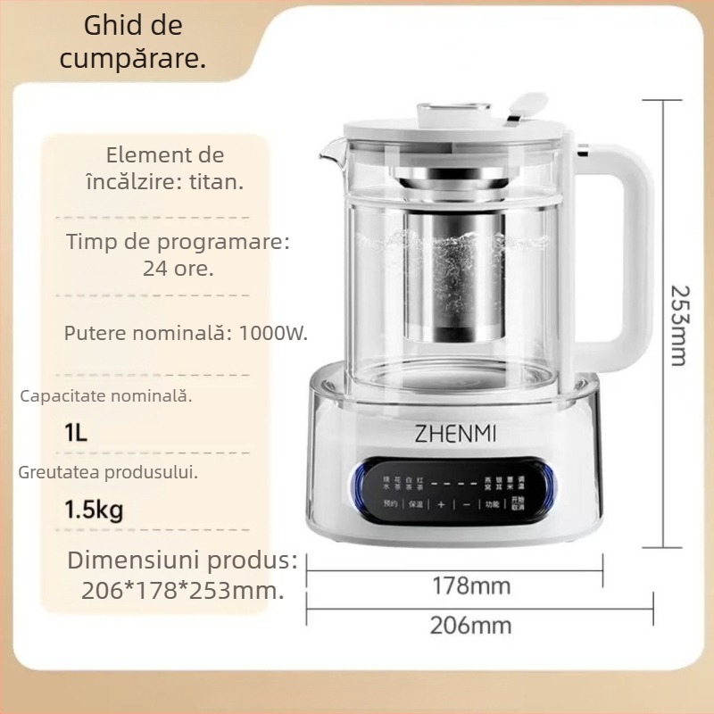 Zhenmi Ceainic din Titan Pur pentru Uz Casnic, Fierbător de Apă Mic Multifuncțional Automat, Ceainic cu Flori, Aparat de Preparare Ceai pentru Birou