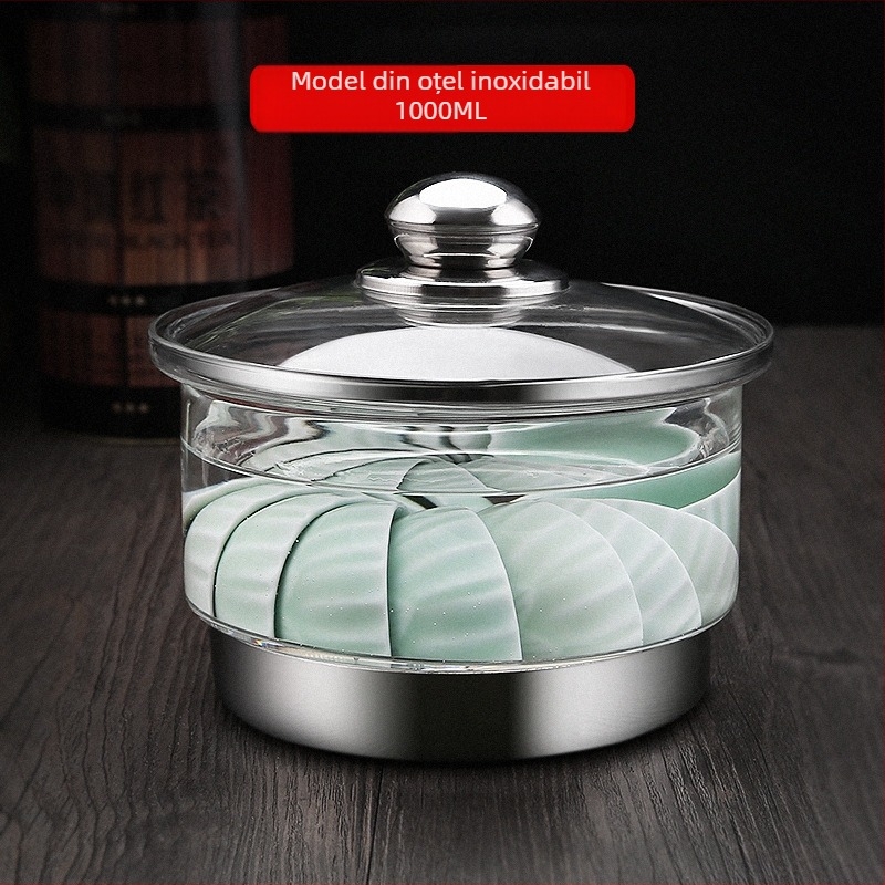 Set ceai din sticlă borosilicată de înaltă calitate, cu tavă pentru ceai, sterilizator, cești, ceainic, recipient din sticlă, încălzitor pentru ceai și accesorii