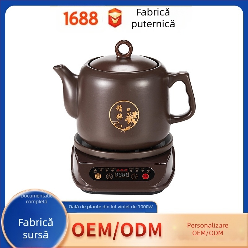 Oală decoct mov, 1000W, complet automată, detașabilă, pentru plante medicinale chineze, vas ceramic electric pentru acasă, 3-4 L