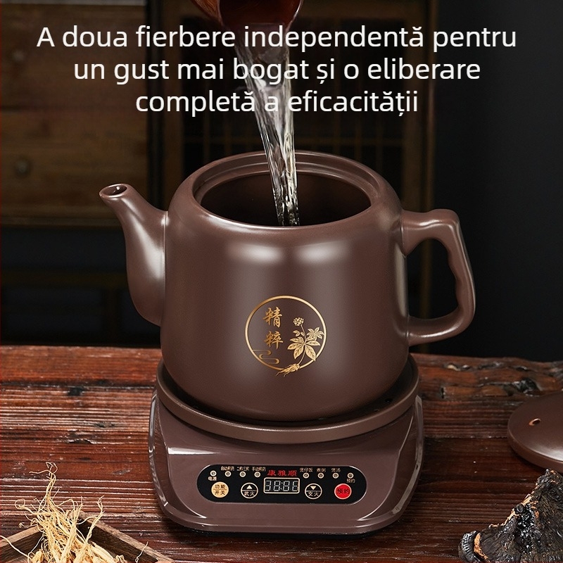 Oală decoct mov, 1000W, complet automată, detașabilă, pentru plante medicinale chineze, vas ceramic electric pentru acasă, 3-4 L