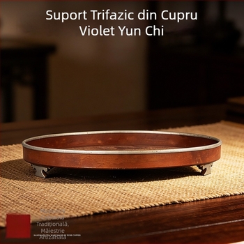 Suport din cupru pur cu trei picioare, placă izolatoare termică pentru ceainic, accesoriu pentru setul Kung Fu ceai, bază pentru soba cu cărbuni, lucrat manual