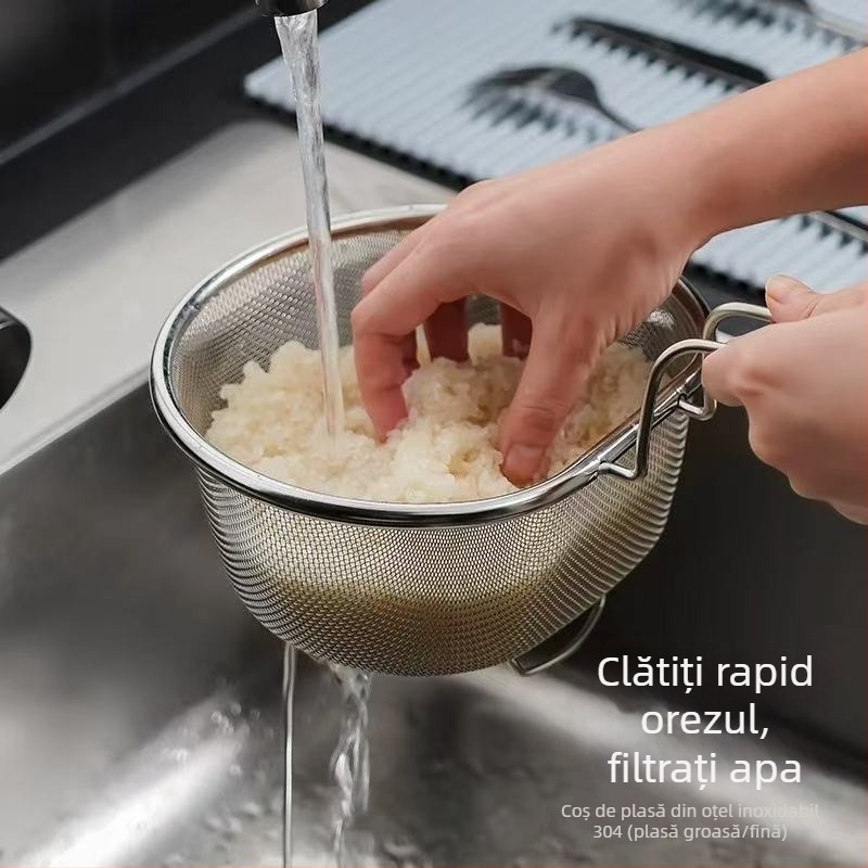 Oțel inoxidabil, sită fină pentru prăjit, coș filtrant și lingură pentru tăiței – ustensilă de bucătărie pentru scurgerea uleiului.