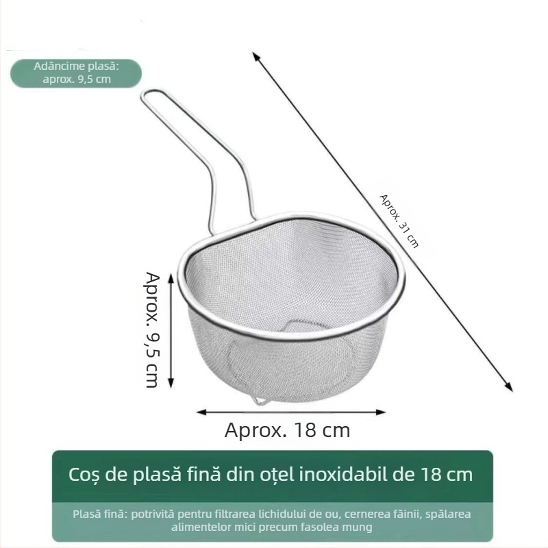 Oțel inoxidabil, sită fină pentru prăjit, coș filtrant și lingură pentru tăiței – ustensilă de bucătărie pentru scurgerea uleiului.