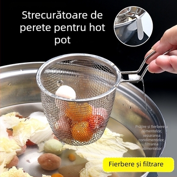 Lingură din oțel inoxidabil pentru oale, cu plasă fină, sită bucătărie și filtru pentru prăjit