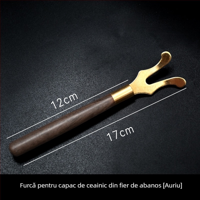 Furculițe și clipsuri din fier pentru ceainic, cu motive de cap de dragon și barbă de dragon; finisaje: argintiu, cupru, auriu, bronz