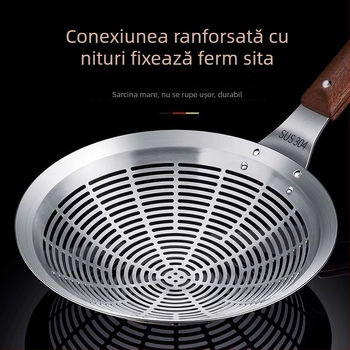 Site din oțel inoxidabil 304, mare, gros pentru prăjit și oală fierbinte, strecurător de bucătărie