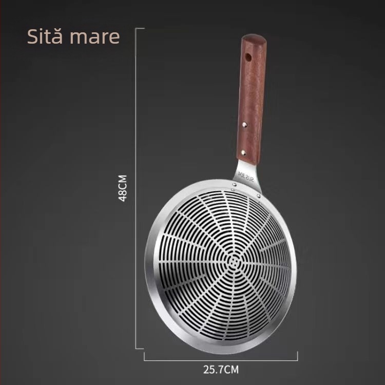Site din oțel inoxidabil 304, mare, gros pentru prăjit și oală fierbinte, strecurător de bucătărie