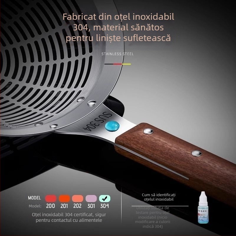 Site din oțel inoxidabil 304, mare, gros pentru prăjit și oală fierbinte, strecurător de bucătărie