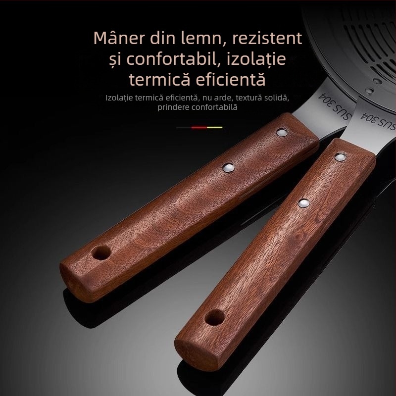 Site din oțel inoxidabil 304, mare, gros pentru prăjit și oală fierbinte, strecurător de bucătărie