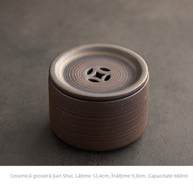 PanGu ceramică: vas de apă din ceramică gros, bazin japonez pentru spălat cești și recipient pentru resturi de ceai, accesorii pentru ceremonia Gongfu a ceaiului