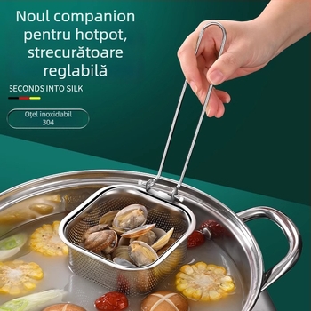 Filtru din oțel inoxidabil 304 pentru oală fierbinte, strecurător pentru tăiței și prăjit, cu margine de agățare