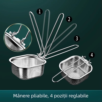 Filtru din oțel inoxidabil 304 pentru oală fierbinte, strecurător pentru tăiței și prăjit, cu margine de agățare