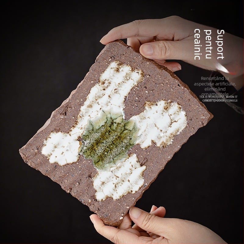 Stil japonez, ceramică Shino lucrată manual: accesorii pentru ceremonia ceaiului — covoraș pentru ceainic, suport pentru ceainic, farfurie de servire, purificarea apei
