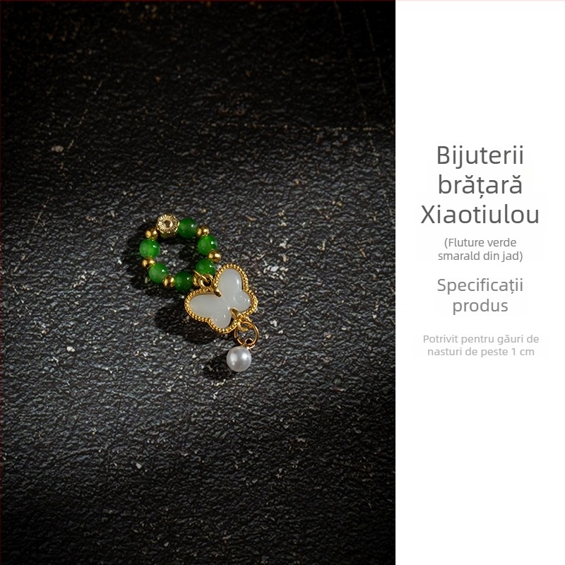 Pandantiv din agat natural cu lotus și cristal de jad Hetian – set mic de pandantive pentru bijuterii DIY, accesorii pentru brățară