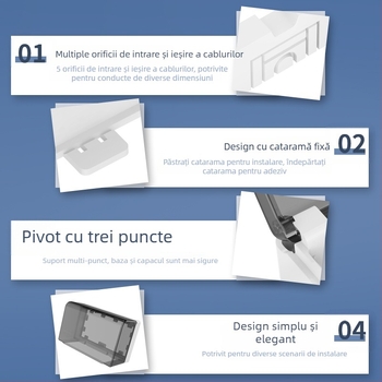 Cutie impermeabilă de exterior cu priză dublă, montare pe suprafață, întrerupător dublu, pentru uz casnic