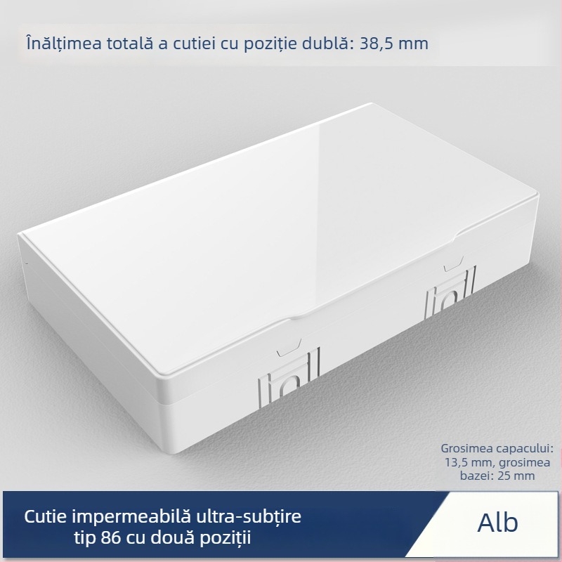 Cutie impermeabilă de exterior cu priză dublă, montare pe suprafață, întrerupător dublu, pentru uz casnic