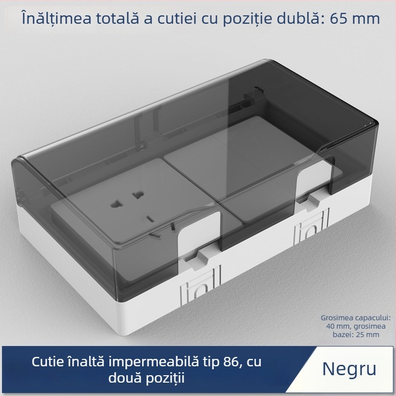 Cutie impermeabilă de exterior cu priză dublă, montare pe suprafață, întrerupător dublu, pentru uz casnic