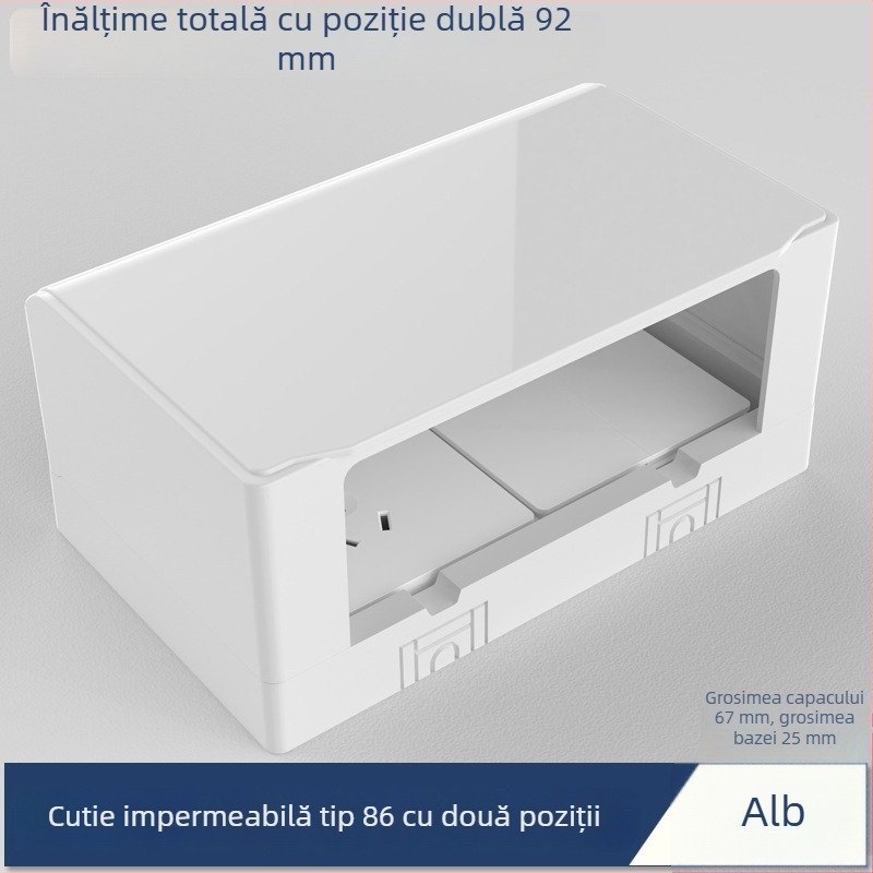 Cutie impermeabilă de exterior cu priză dublă, montare pe suprafață, întrerupător dublu, pentru uz casnic