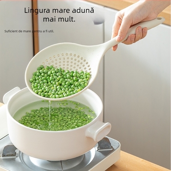 Lingură din siliconă mare, cu găuri, pentru scurgerea pastelor și gălușelor, din material alimentar, rezistent la temperaturi înalte, mâner lung