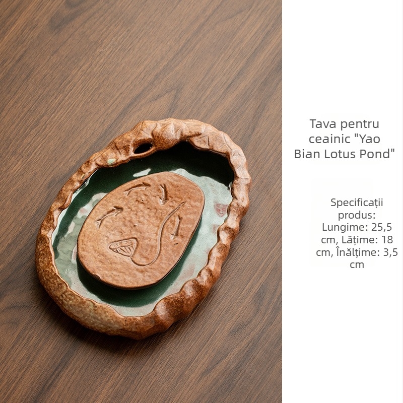 Tavă pentru ceai din ceramică, pentru infuzie uscată și depozitare a apei, mic suport de masă în stil japonez vintage
