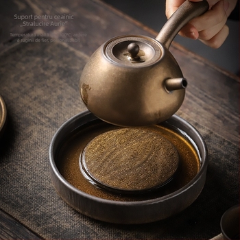 Suport ceramic pentru ceainic cu tavă de uscare, stil chinezesc, design antic, bază pentru ceainic, mică masă de ceai.