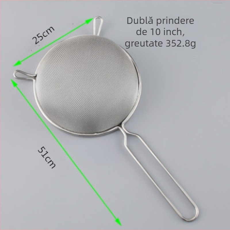 Oțel inoxidabil, strecurător de bucătărie cu două mânere și sită fină de filtrare, pentru gătit și lapte de soia