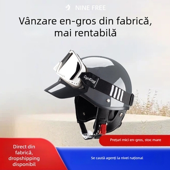  Cască half-helmet în stil japonez retro pentru biciclete electrice și motociclete, unisex, pentru toate anotimpurile, certificat DOT