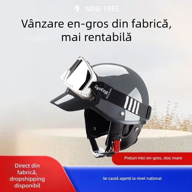  Cască half-helmet în stil japonez retro pentru biciclete electrice și motociclete, unisex, pentru toate anotimpurile, certificat DOT