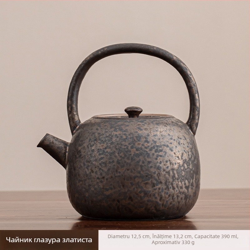 Set rustic din ceramică pentru ceai, cu ceainic și oală pentru ceai, pentru uz casnic și în aer liber