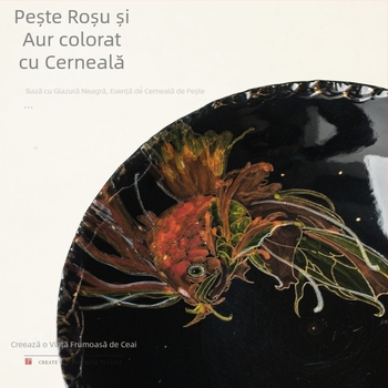 Suport pentru ceainic pictat manual, design pește Xiyao, ceramică vintage, bază rezistentă la căldură, accesoriu pentru ceremonia ceaiului