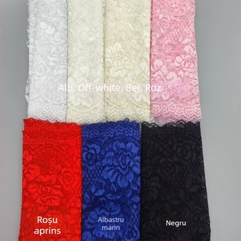 Bandă dantelă elastică colorată, lățime 18 cm, pentru lenjerie, tiv de fustă, mănuși și genți