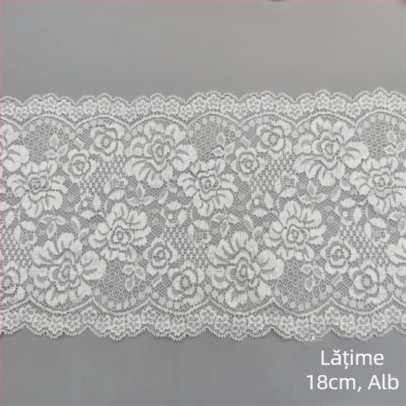 Bandă dantelă elastică colorată, lățime 18 cm, pentru lenjerie, tiv de fustă, mănuși și genți