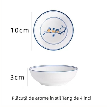 Farfurie ceramică chineză, albastru‑alb, sub glazură, pentru gustări, sos de soia și sos pentru hot pot, mică farfurie pentru dipuri